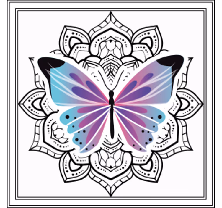Coaster colorful butterfly mandala - TenStickers