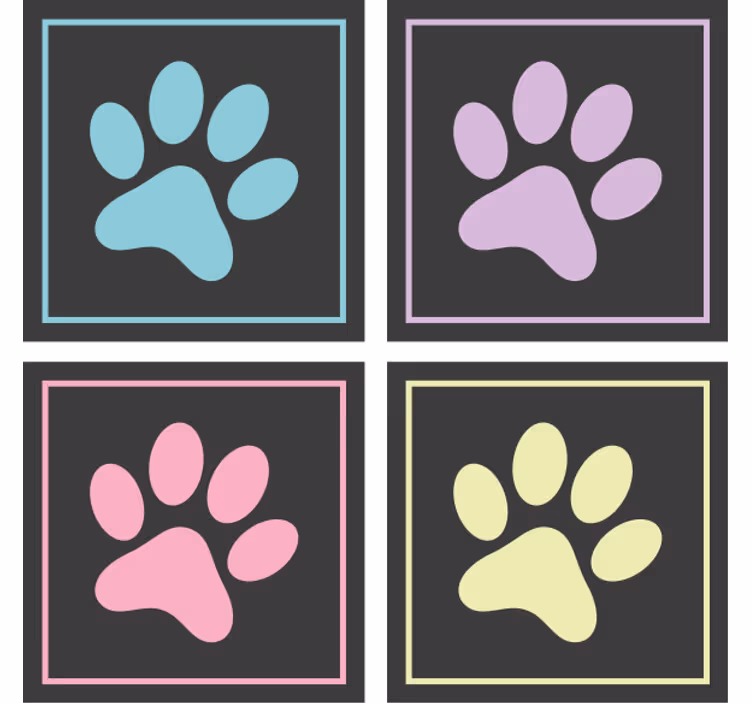 Modern coasters in paw print shapes - TenStickers