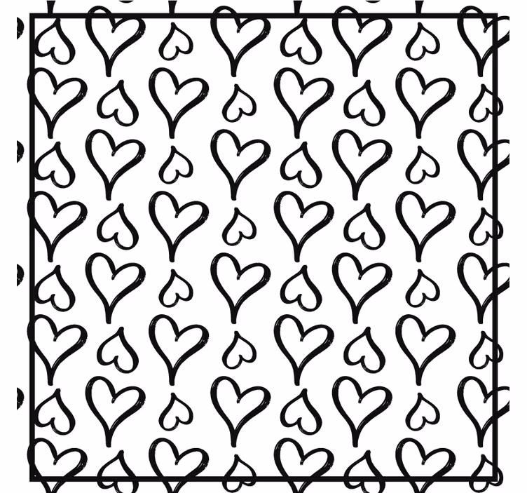 Black illustrated heart icons modern coaster - TenStickers