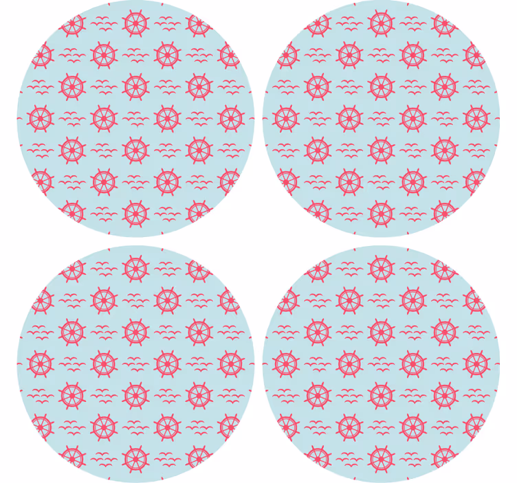 Nautical helm on chevron pattern more coasters - TenStickers