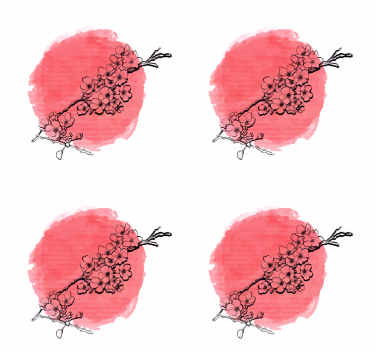 Floral outline on pink coaster - TenStickers