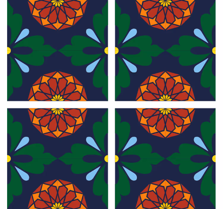 Tile coasters with lively botanical design - TenStickers