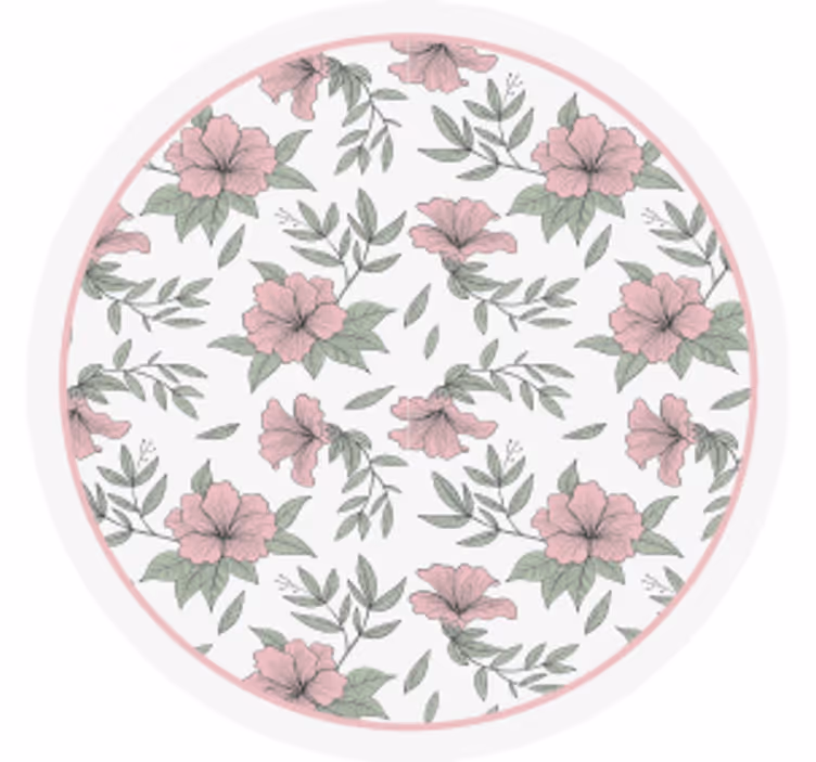 Floral pattern round coaster - TenStickers