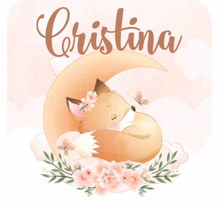 Cute fox for girl with name coasters - TenStickers