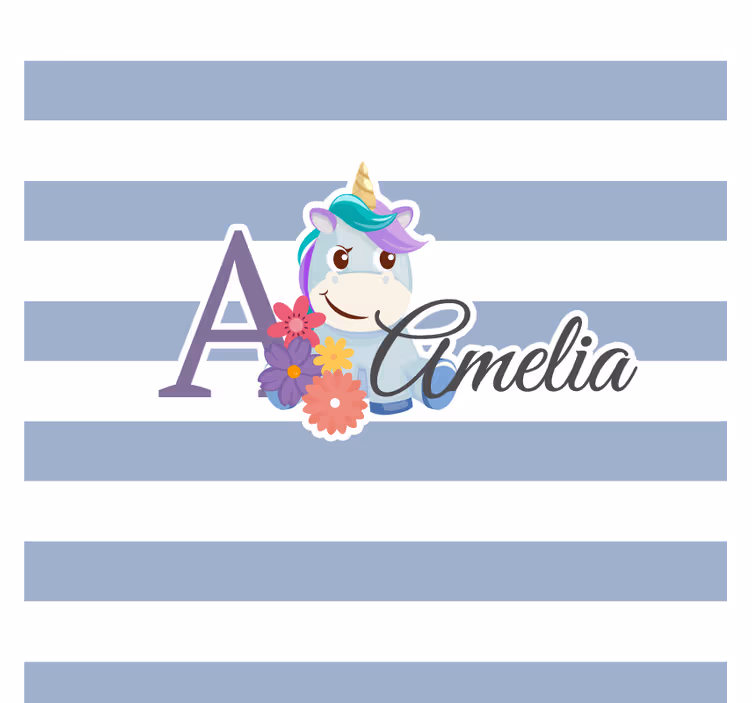 Personalisable coasters with unicorn and floral initial - TenStickers
