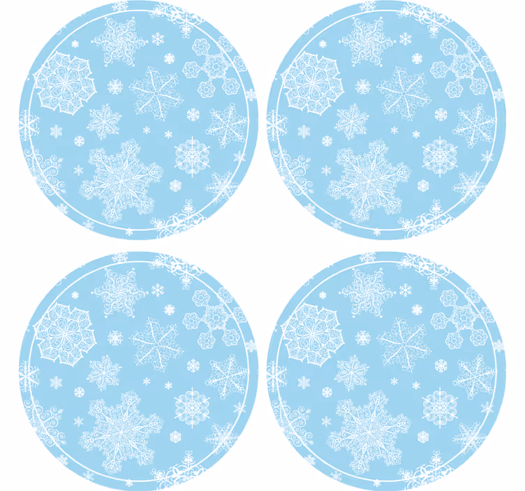 Christmas coasters with snowflake pattern circle - TenStickers