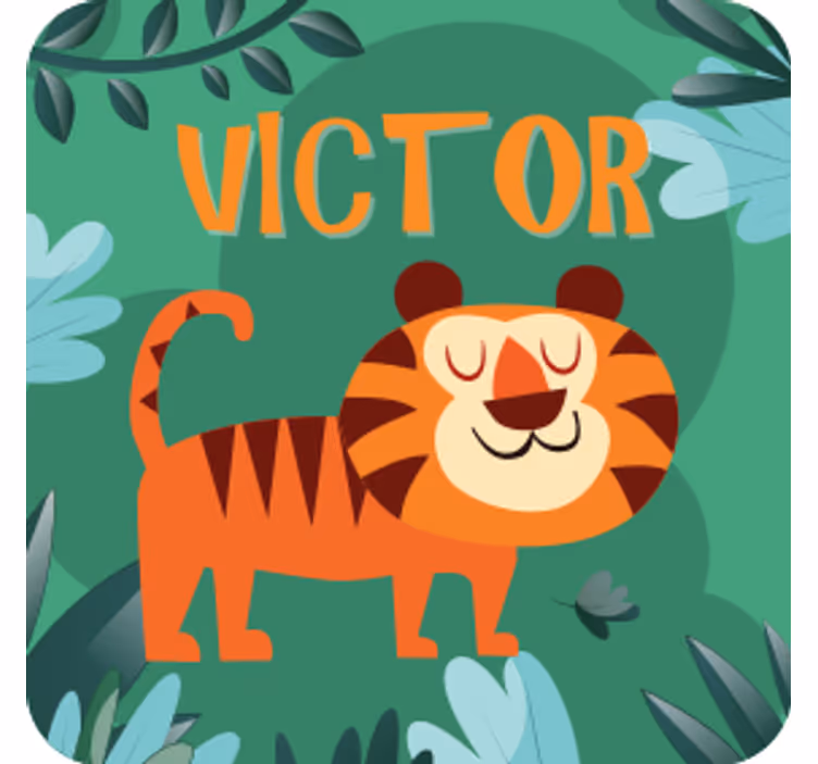 Personalisable coasters with cheerful tiger illustration - TenStickers