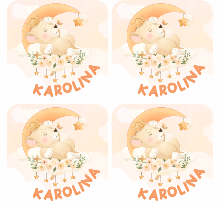 Personalisable coasters sleeping bear under stars - TenStickers