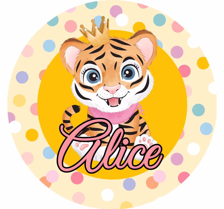 Personalisable coasters crowned tiger character - TenStickers