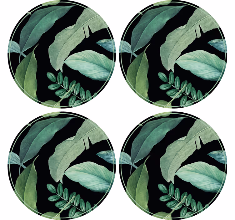 Leafy green composition coaster - TenStickers