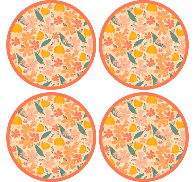 Floral patterned round surface coaster - TenStickers
