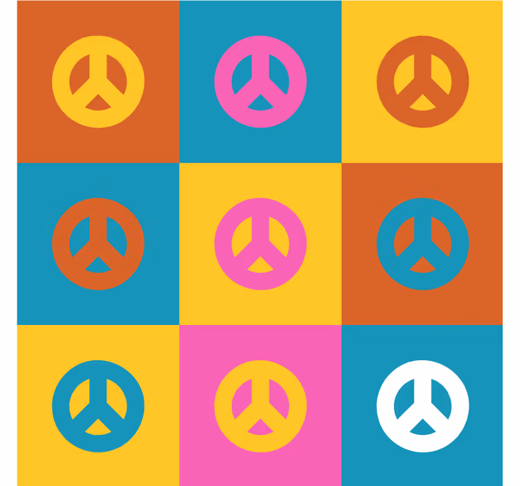 Geek coasters featuring vibrant peace symbols - TenStickers