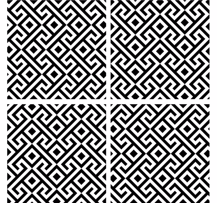 Coaster with geometric black and white design - TenStickers