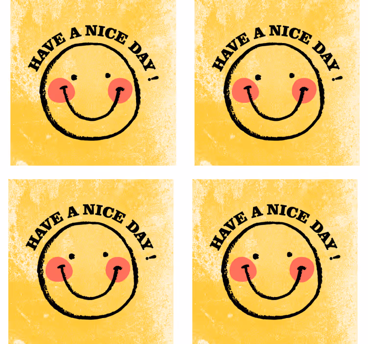 Cheerful smiley with greeting text coasters - TenStickers