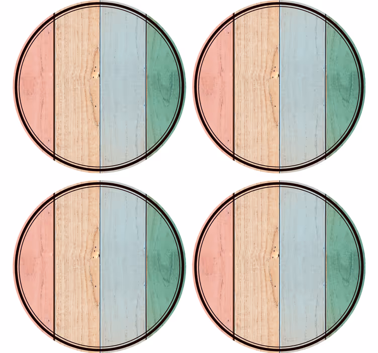 Colorful wooden planks coaster - TenStickers
