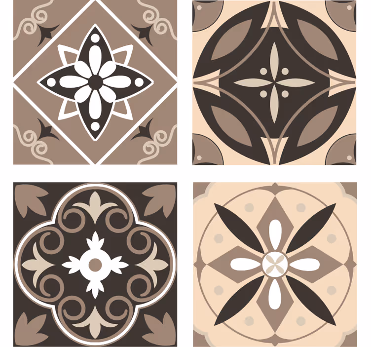 Coaster geometric floral pattern set - TenStickers