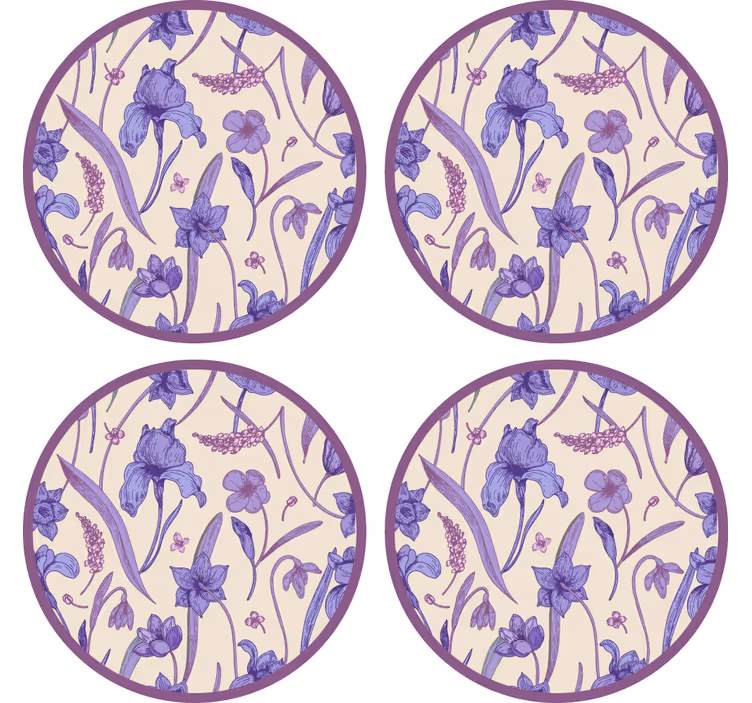 Floral purple pattern coaster - TenStickers