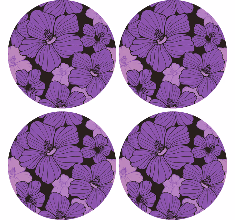 Vibrant purple floral pattern coaster - TenStickers