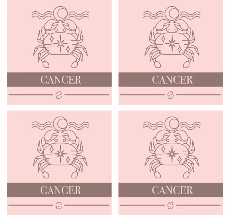 Cancer pink card zodiac sign modern coaster - TenStickers