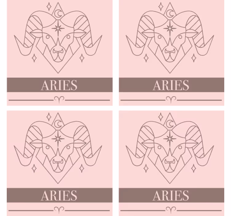 Personalised coasters aries zodiac symbol - TenStickers