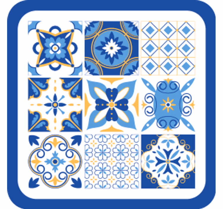 Geometric blue patterns coaster - TenStickers