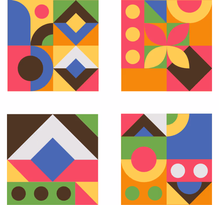 Colorful geometric shapes coaster - TenStickers