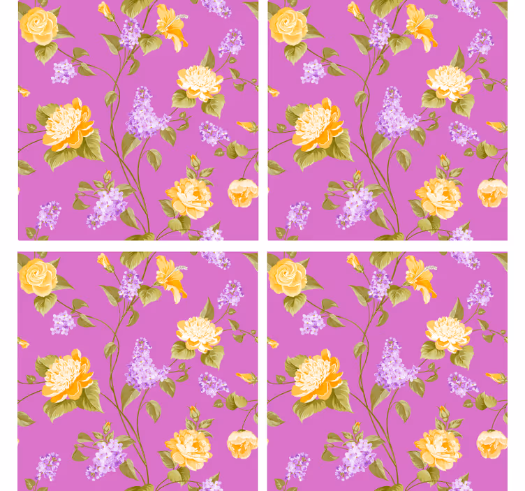 Floral print coaster with yellow roses - TenStickers