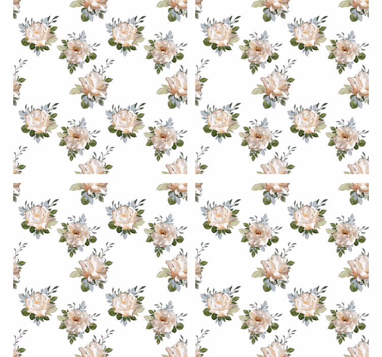 Floral white background pattern coaster - TenStickers