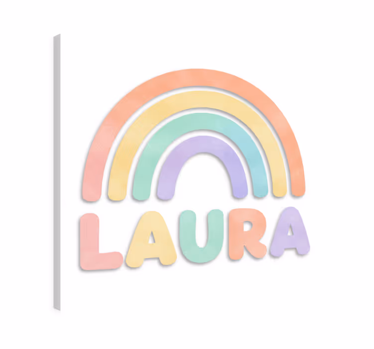 Nursery canvas personalized with rainbow and name - TenStickers