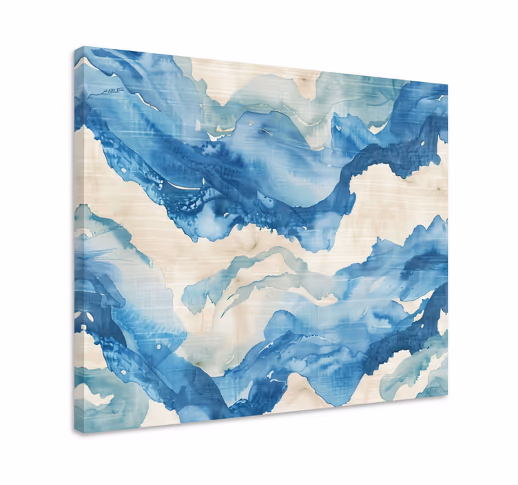 Blue canvas print marbled waves - TenStickers