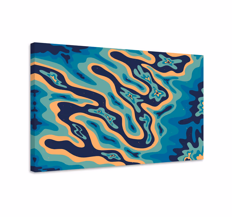 Blue canvas print with blue modern designs - TenStickers
