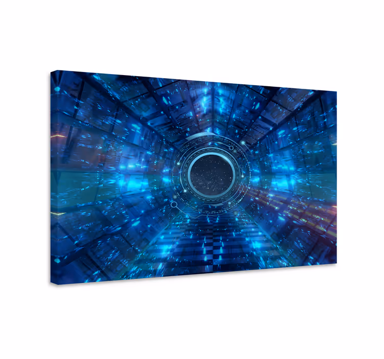 Blue canvas print with geometrical sci-fi design - TenStickers