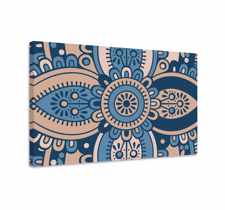 Blue canvas print blue floral mandala art - TenStickers