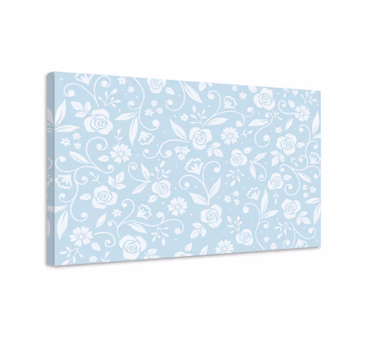 Blue canvas print with blue flower design - TenStickers