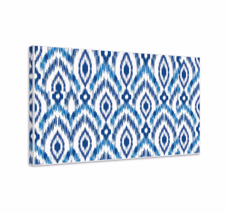 Blue ikat pattern blue canvas print - TenStickers