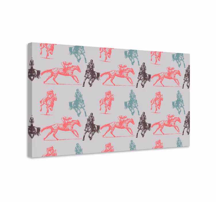 Horse wall art in various colors on gray background - TenStickers