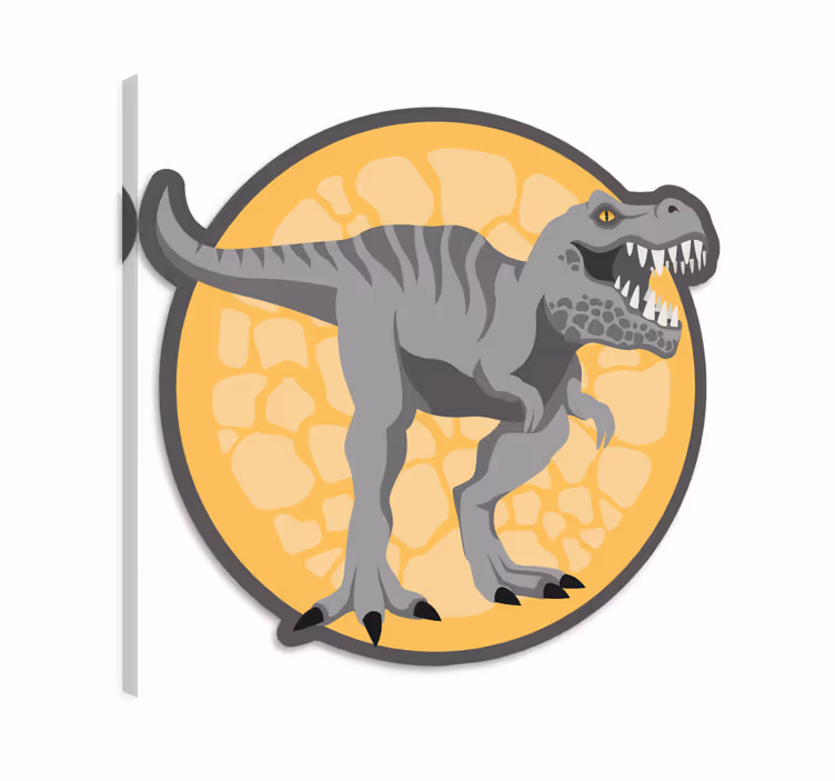 Dinosaur canvas wall art with hand-drawn t-rex background - TenStickers