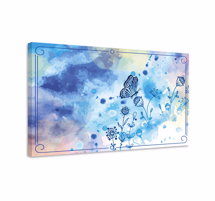 Butterfly canvas floral drawing and butterflies - TenStickers