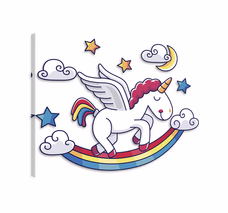 Unicorn pictures framed rainbow unicorn wall sticker - TenStickers