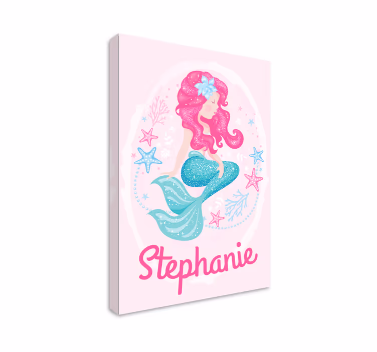 mermaid with name personalised canvas - TenStickers