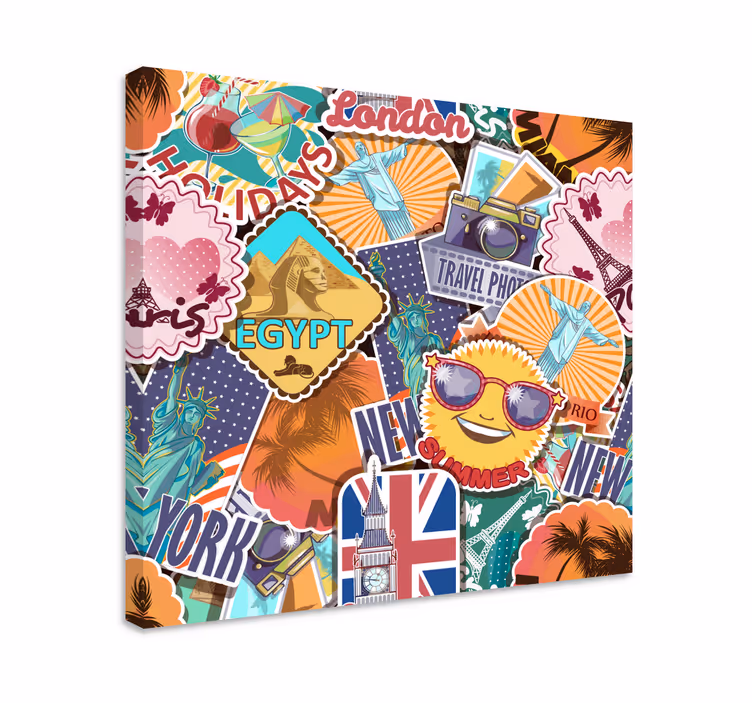 Travel design canva retro canvas art - TenStickers