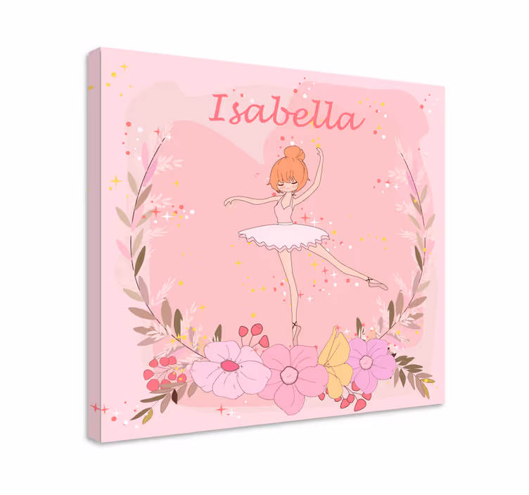 Personalised Floral Ballerina Canvas - TenStickers