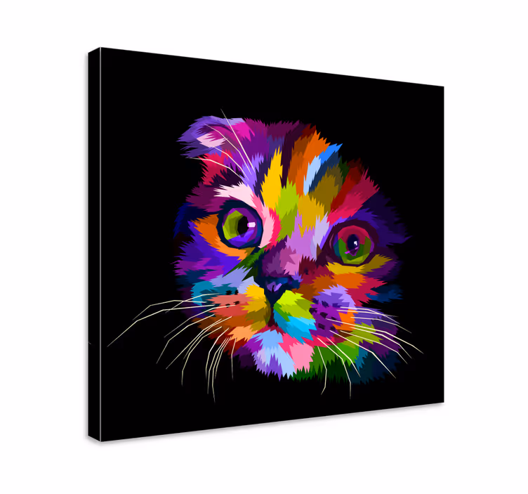 Painted Rainbow cat canvas print - TenStickers