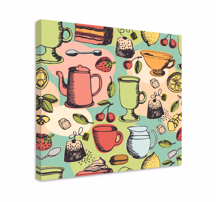 Fruit canvas wall art colorful kitchen utensils - TenStickers