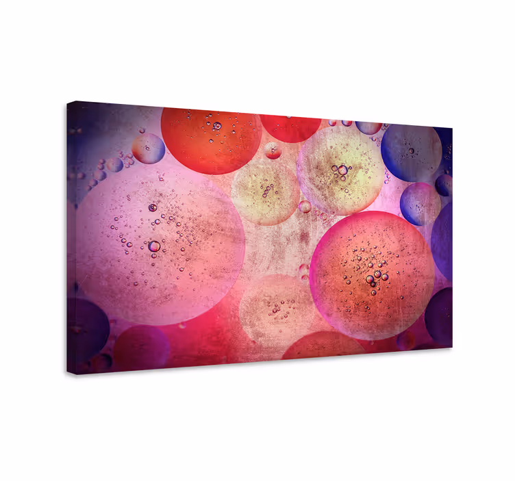 Pink circles with colours geometric canvas - TenStickers