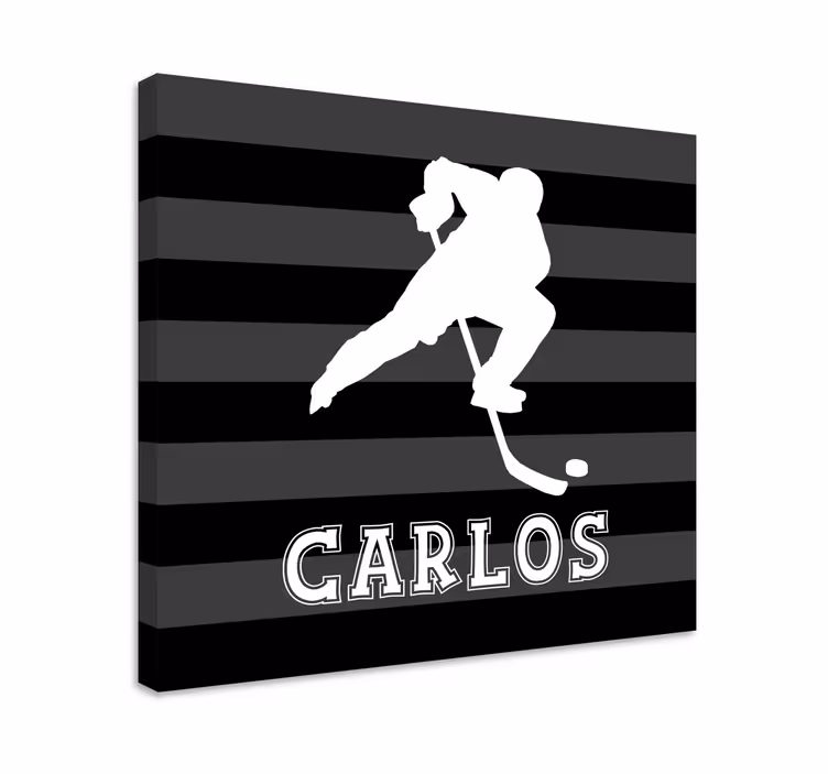 Hockey player with name sports canvas art - TenStickers