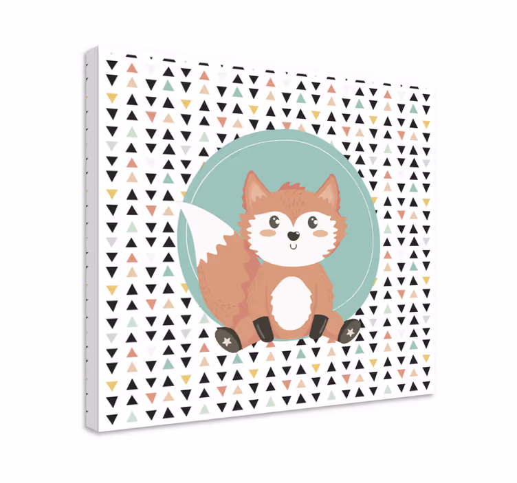 Cute baby fox cartoon nursery canvas - TenStickers