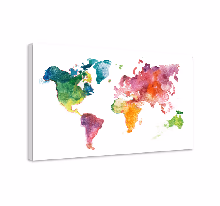 Colourful world map canvas - TenStickers