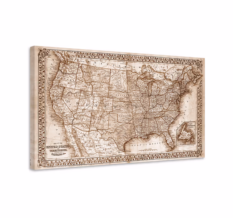 Vintage North America  world map canvas - TenStickers