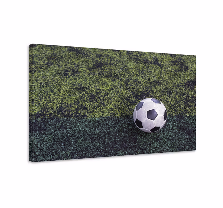 Beautiful dirty football on grass teen canvas - TenStickers